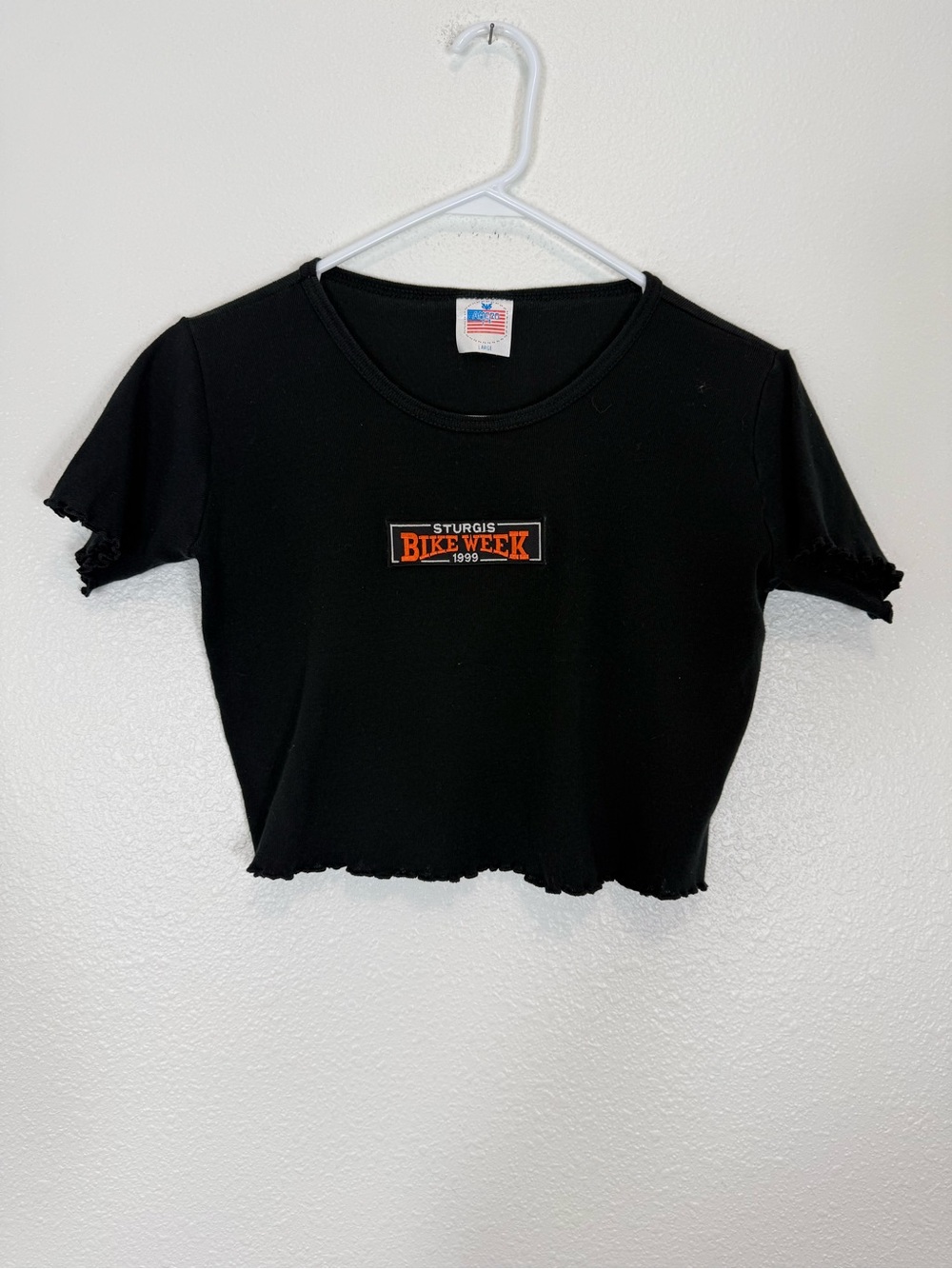 VTG Sturgis Bike Week 1999 Y2K Black Cropped Cotton USA Made